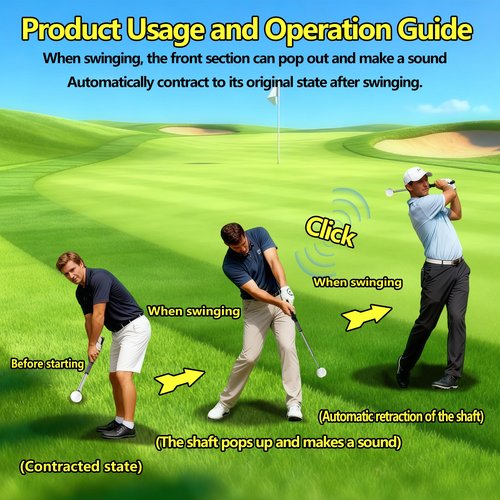 Keaixinyu Pro-Level Right-Handed Retractable Golf Swing Trainer, for Chipping Hitting Practice & Pre-Round Warm-Up Golf Swing Training Aid and Golf Grip Trainer for Indoor & Outdoor Use