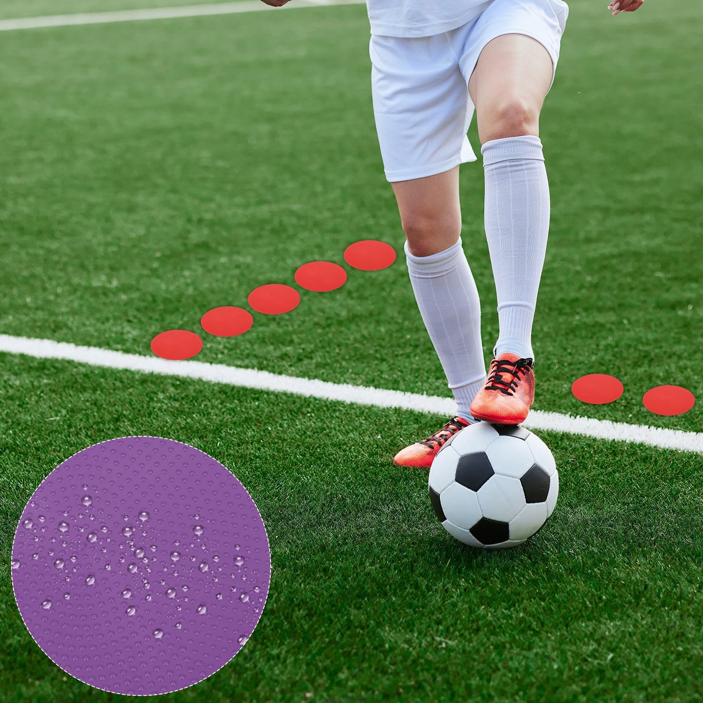 PATIKIL Spot Markers 4 Inch, 6 Pcs Non-Slip Floor Dots Agility Markers Flat Field Cones Poly Dots for Gym PE Speed Training Dance Soccer Basketball Sports, Purple