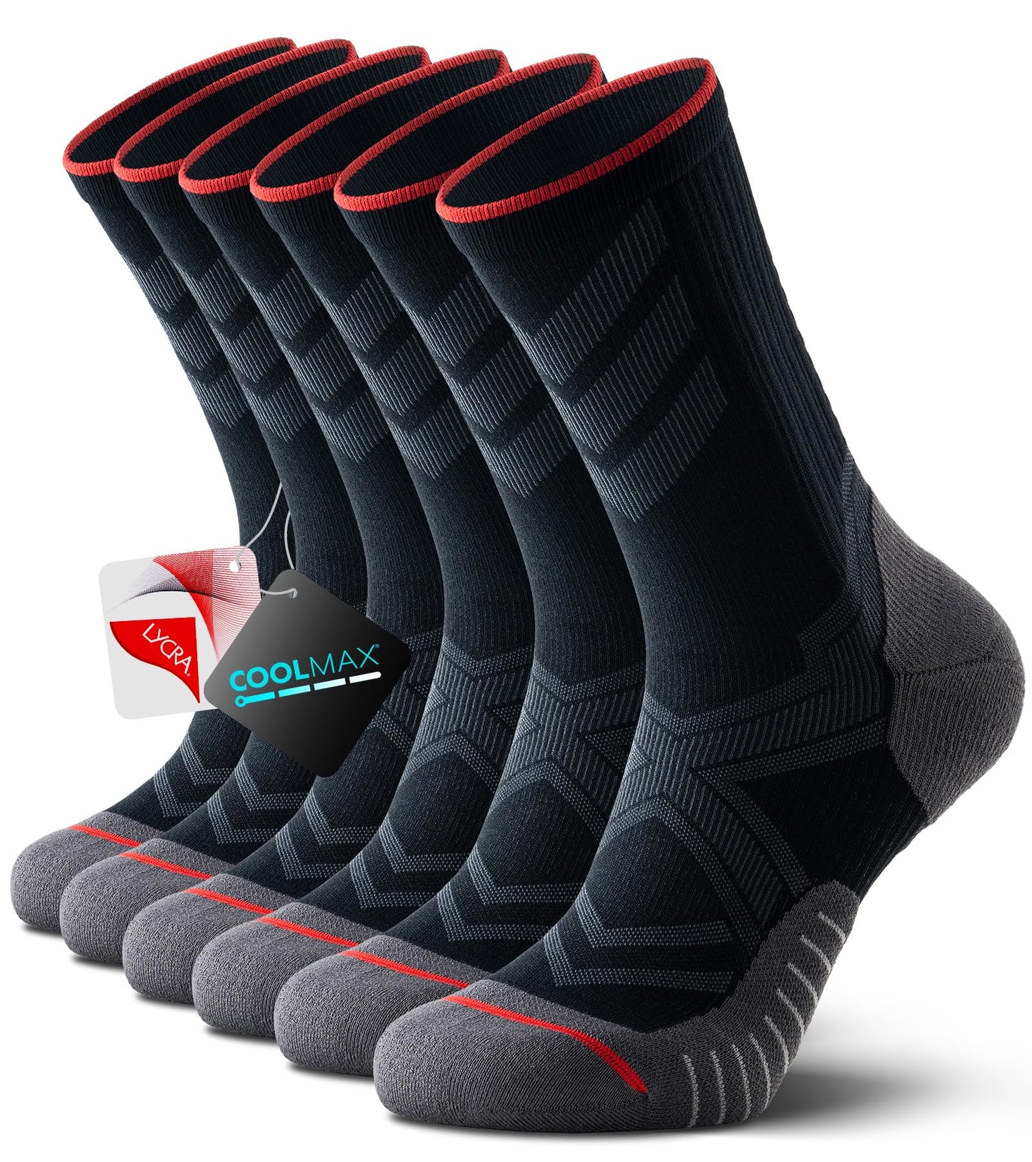 RUIXUE COOLMAX Performance Running Socks Men Women, Cushioned Crew Athletic Socks for Men Moisture Wicking 3 Pack