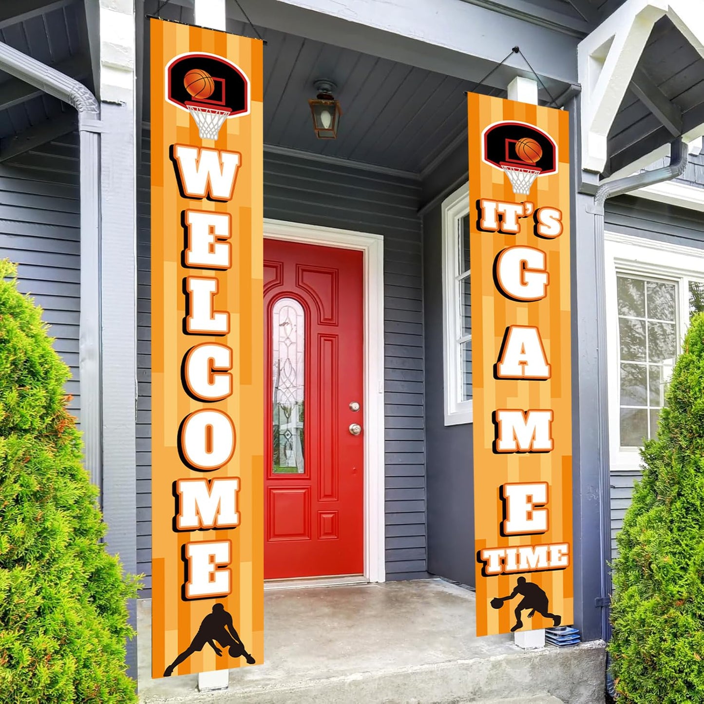 Basketball Party Decorations,3Pcs Let The Madness Begin Fence Cover Hanging Welcome It's Game Time Porch Sign for March Madness Basketball Theme Party Supplies Indoor Outdoor.
