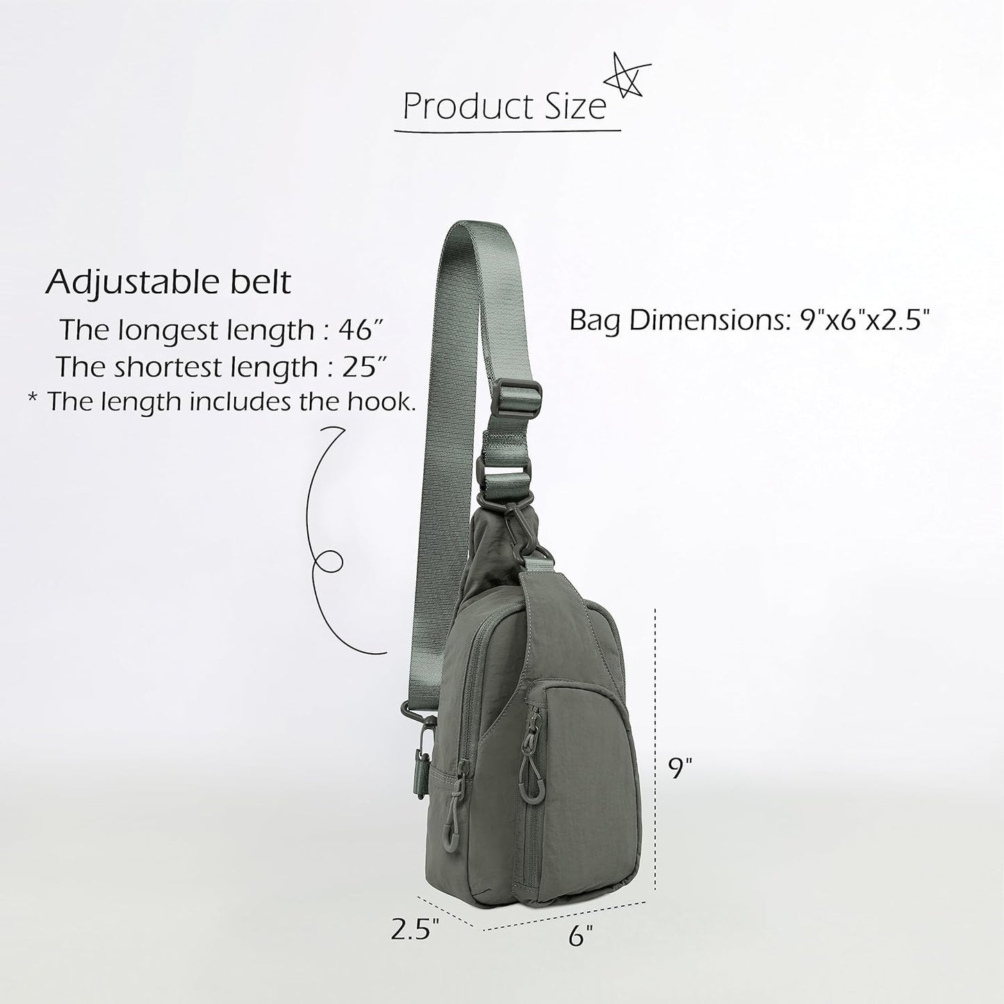 ODODOS Sling Bag - Lightweight Crossbody Chest Bag with Adjustable Straps for Casual Travel & Hiking