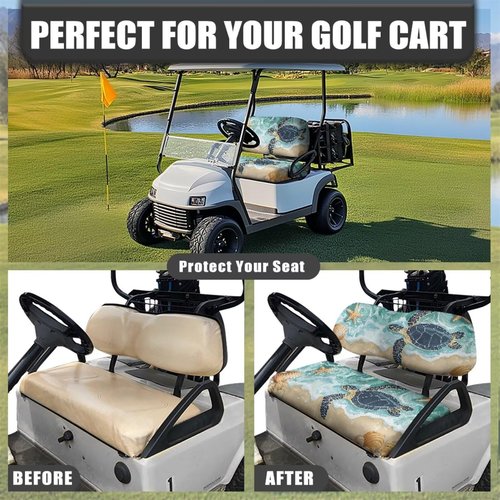 Rarucativ Beach Turtle Golf Cart Seat Cover Lightweight Golf Cart Front Seat Cover Kit Keeps Seats Clean and Comfortable Golf Club Car Accessories Suitable for All Seasons
