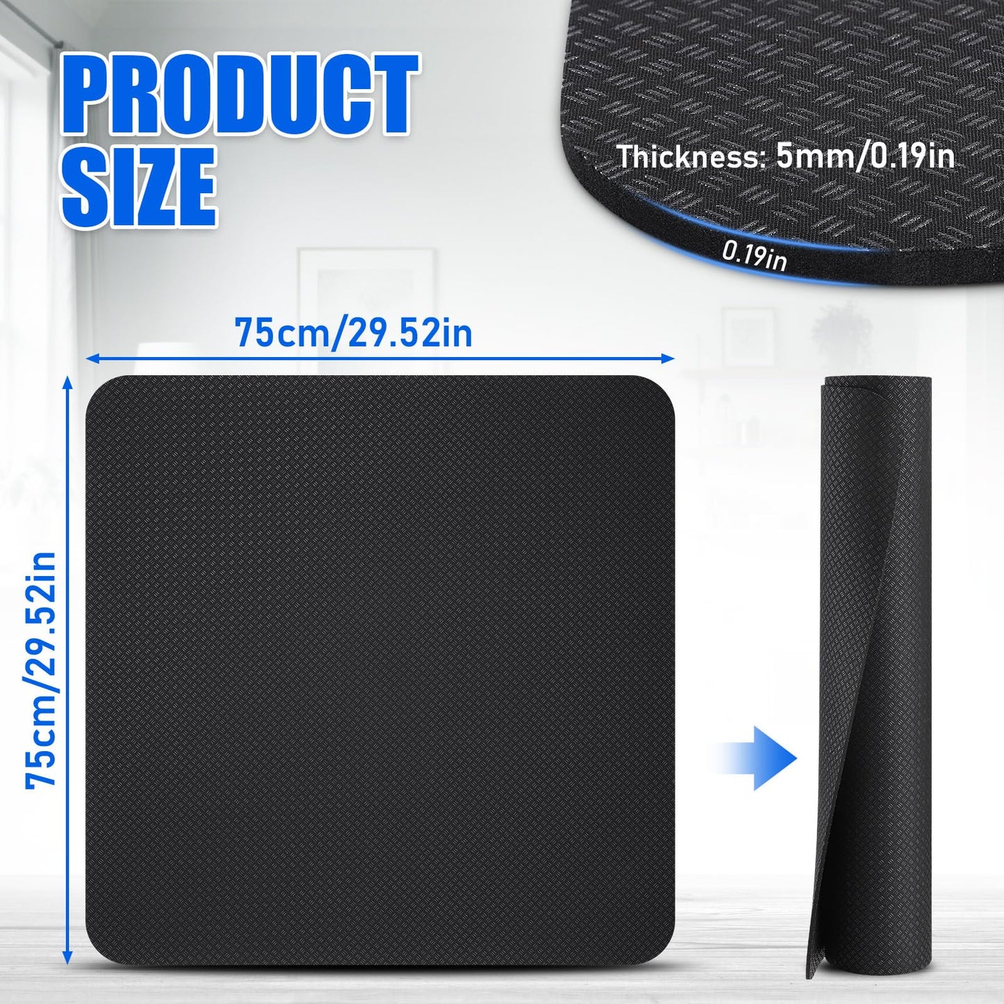 GSDOTZAP Recliner Pads for Hardwood Floors, 30" x 30" Square Non Slip Recliner Floor Protectors to Prevent from Sliding, Anti Slip Furniture Mat Gripper for Under Recliner Sofa Couches Chairs Carpet