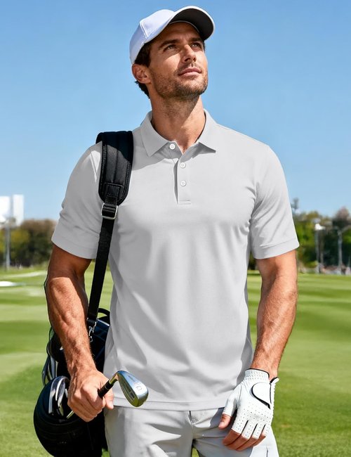 MAGCOMSEN Men's Polo Shirt - Quick Dry Short Sleeve Golf T-Shirt for Casual Work & Outdoor Use