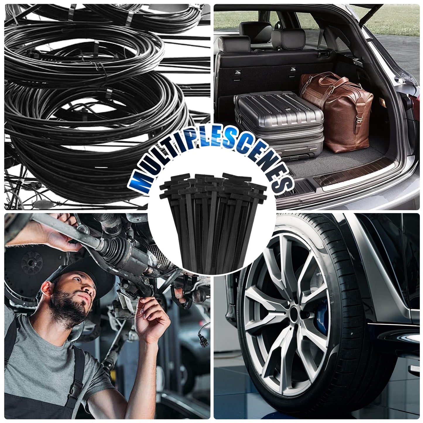 150Pcs Nylon Universal Cable tie Buckle for Car Repairs, Universal Cable Tie Buckles, Automotive Trim Clips - Heavy Duty Black Plastic Rivets, Bumper & Fender Retainer Clips for Auto Body Parts