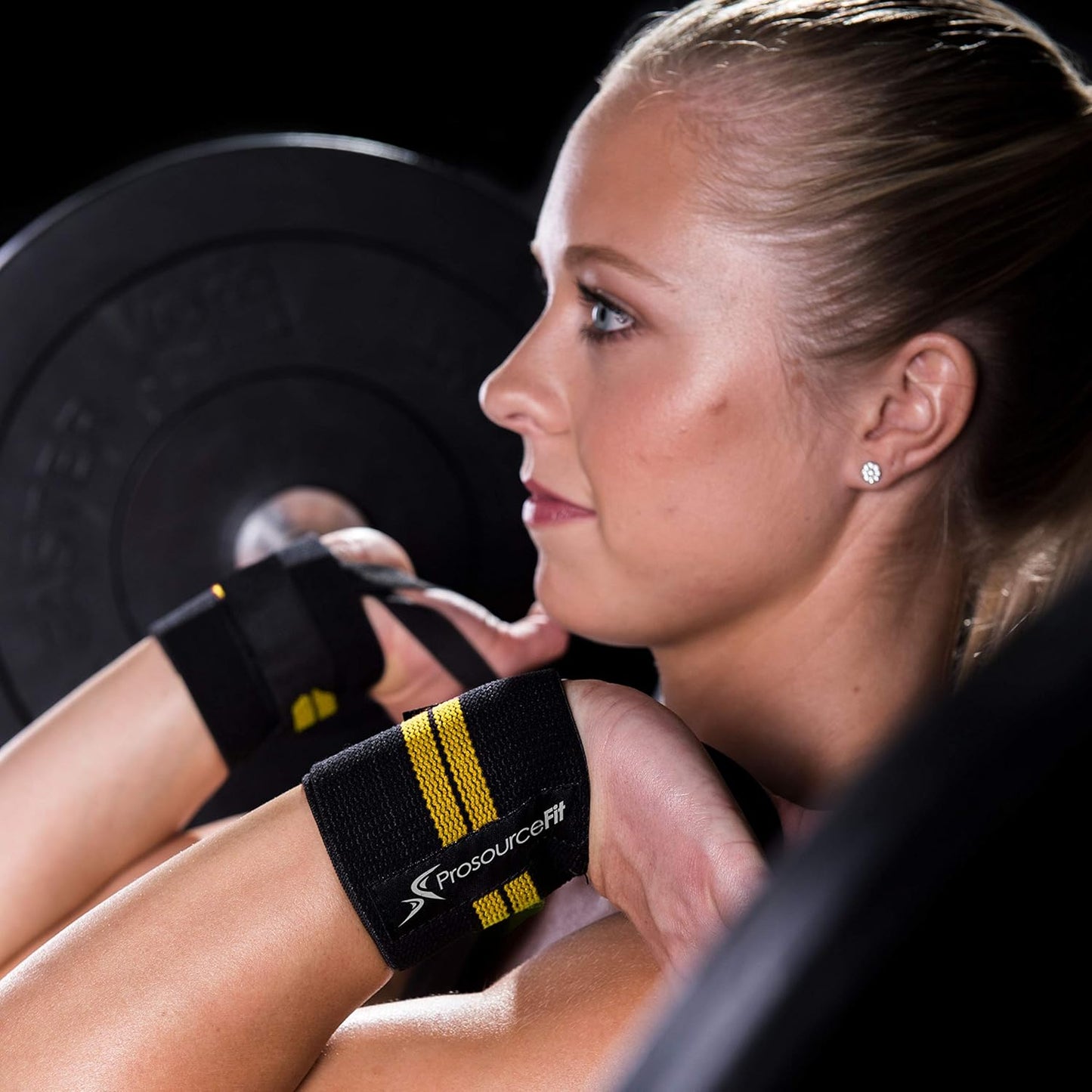 ProsourceFit Barbell Weight Lifting Wrist Wraps - Supportive Design with Thumb Loop | Yellow