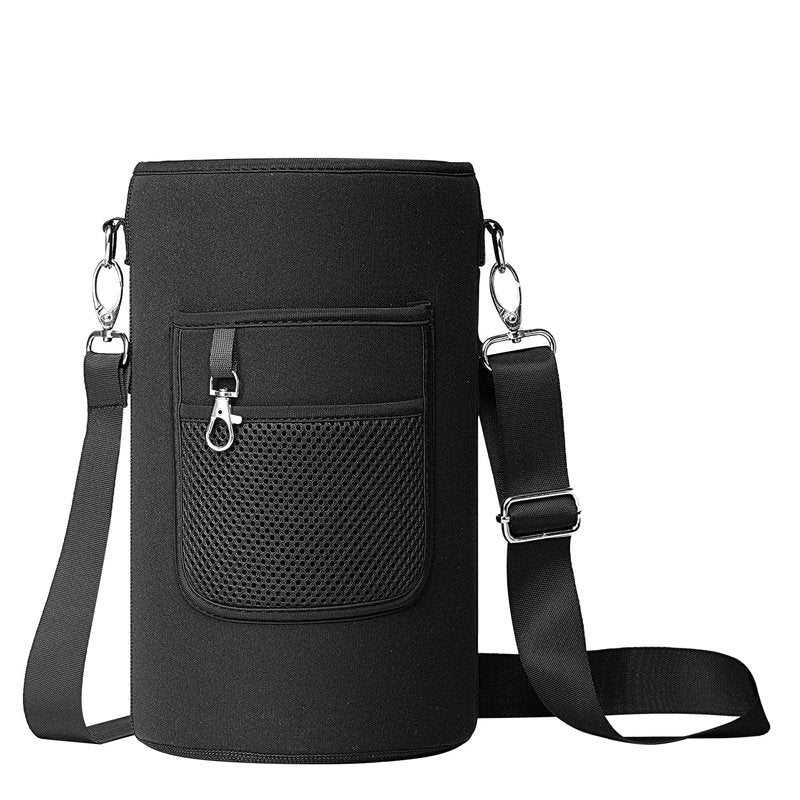 BUZIO Water Bottle Holder Carrying Pouch for Hydroflask 128oz Insulated Bottle- Carry Bag Sleeve with Phone Pocket and Adjustable Padded Shoulder Strap for Men Women Hiking Running Travelling
