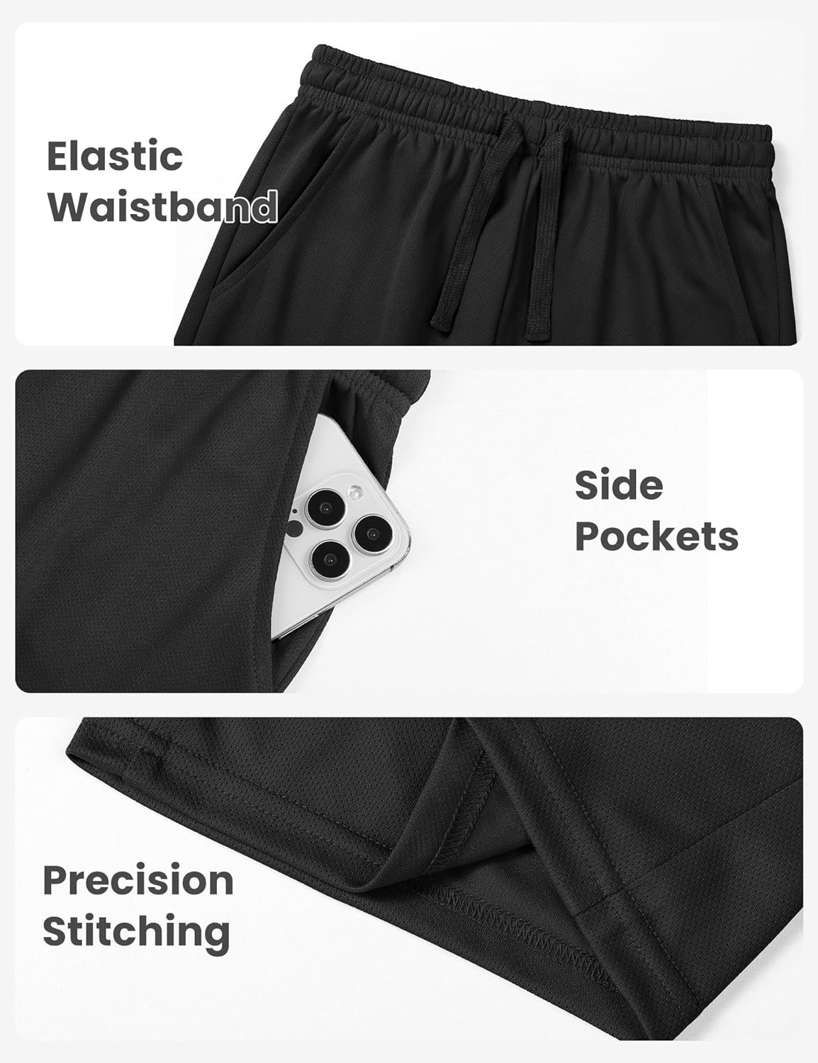 Auranso Boys Athletic Shorts - Quick Dry Mesh Basketball & Soccer Shorts with Pockets | Youth Activewear