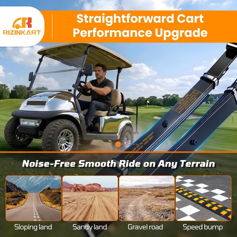 Upgraded Heavy Duty Rear 4-Leaf Spring Kit for Club Car Precedent 2004+,Tempo 2017+, Onward 2017+,2000 Lbs Ultra Load Golf Cart Suspension with Bushings Sleeves U-Bolt, Replace OEM#102509301,102513001