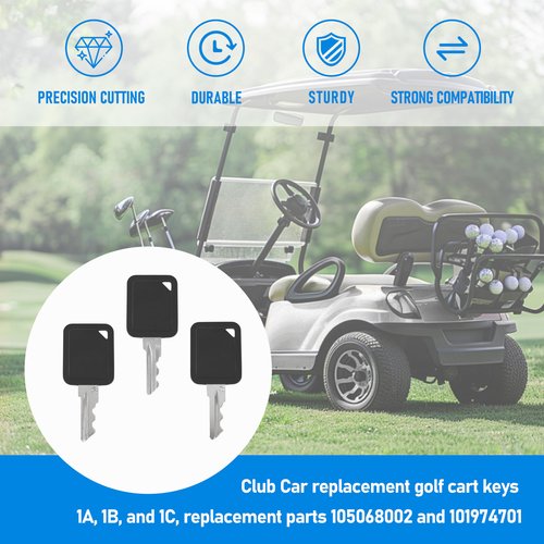 CHNPLUM Club Car Replacement Golf Cart Key 1A & 1B &1C, Replacement 105068002 & 101974701
