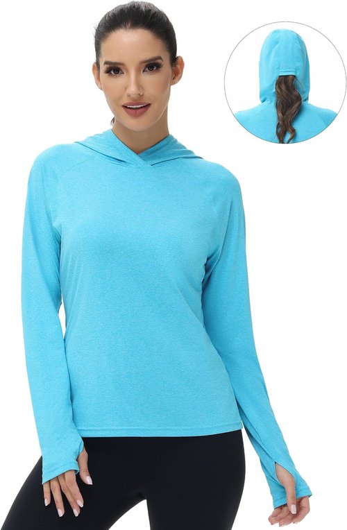 Isnowood Women's UV Protection Rash Guard - Lightweight Long Sleeve Shirt for Hiking & Outdoor Activities