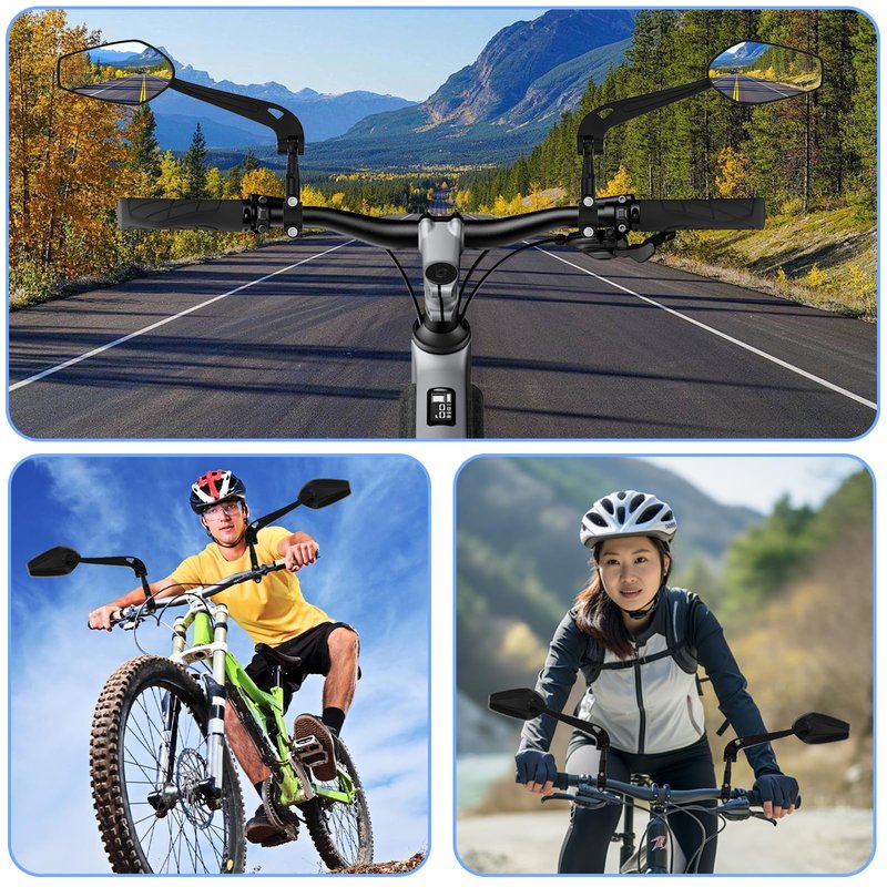 2PCS eBike Mirrors for 22-25mm handlebars, 360° Adjustable Bike Mirror Handlebar Mount, HD Scratch Resistant Handlebar Rearview Mirror, Bike Accessories for Ebike Mountain Road Bike