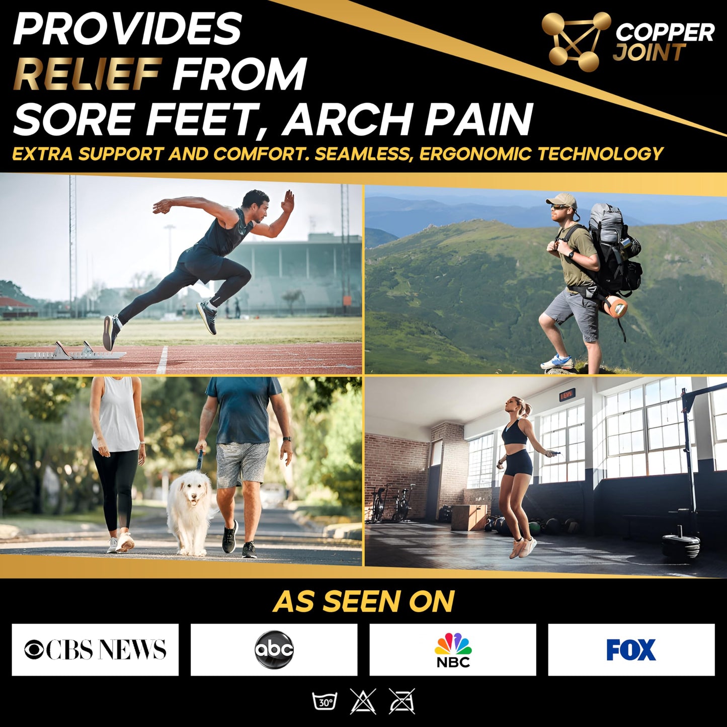 CopperJoint Low Cut Ankle Compression Socks 3 Pairs, Breathable Moisture Wicking for Sports & Daily Use, Black, L-XL
