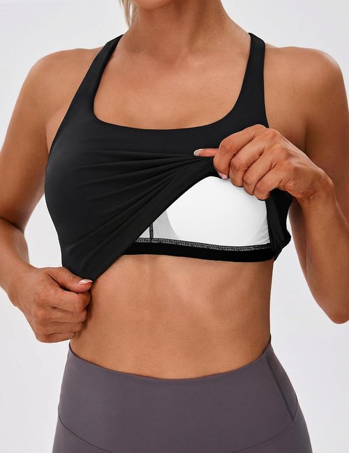 BMJL Crisscross Sports Tank Tops for Women - Soft Built-In Bra Workout Top with Knot Hem