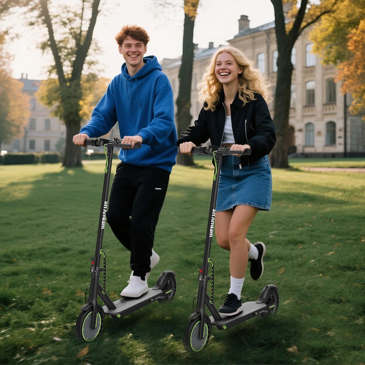 WERHY Electric Scooter - Powerful 350W/500W Motor | 19/22 MPH Max Speed, 15-28 Miles Range, Lightweight & Foldable