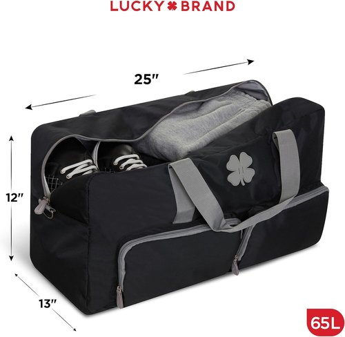 Lucky Travel Duffel Bag - 65L Gym & Travel Bag | Foldable Overnight Weekender for Men & Women - Black