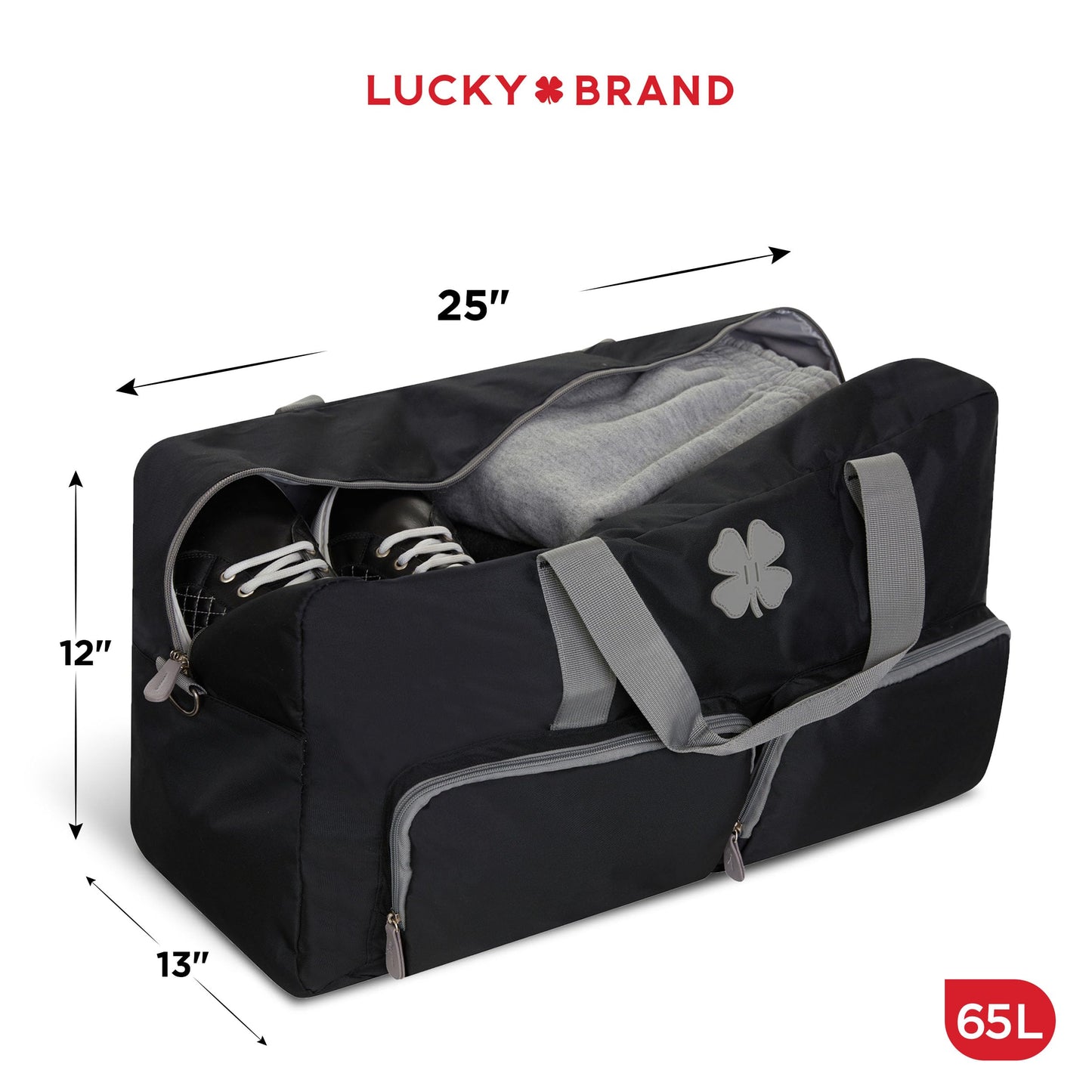 Lucky Brand Unisex Large Duffle Bag, Adjustable Strap, Foldable Weekender Bag