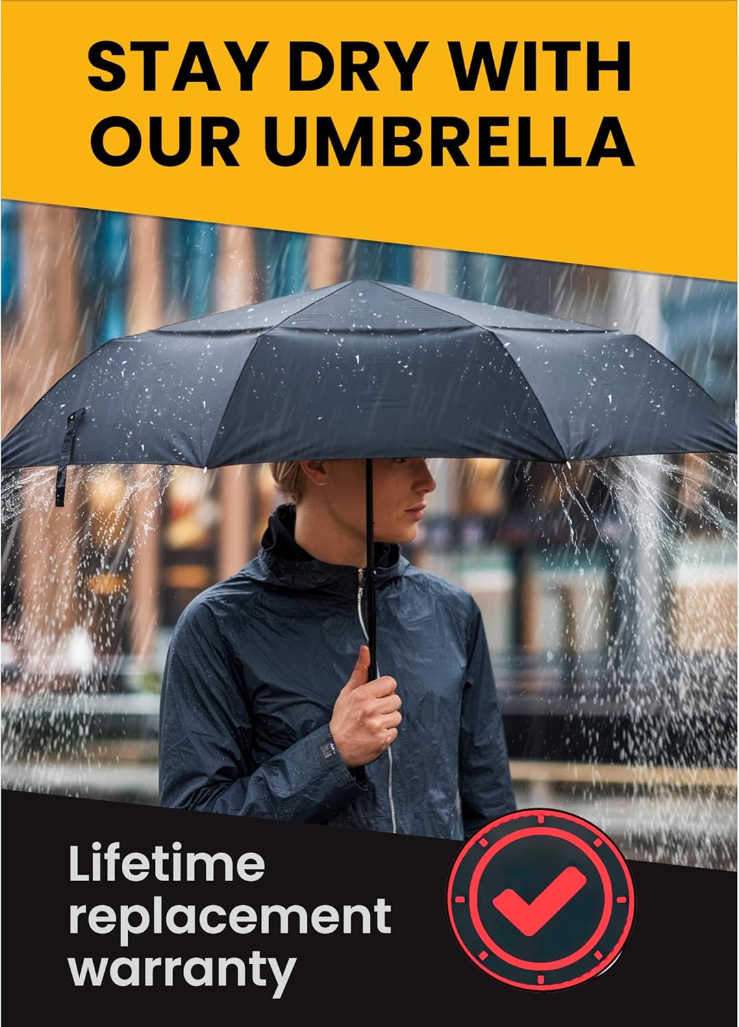 Raintrend Windproof Travel Umbrella - Automatic +10% Bigger Canopy, Strong Frame, Compact & Portable for Men & Women