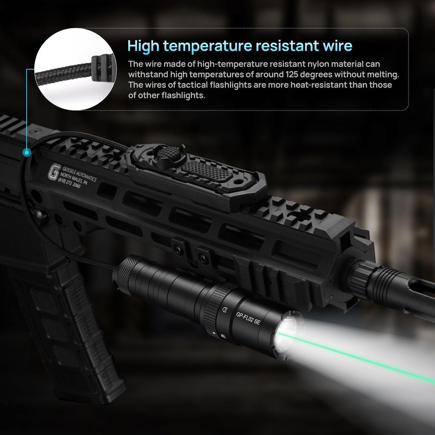 GOPLANT 2500 Lumen Tactical Flashlight, Aircraft Aluminum LED Weapon Light, MLOK Laser Light for Rail Mount, Rifle Flashlight with Momentary Strobe Function, Long Gun Flashlight with Remote Switch