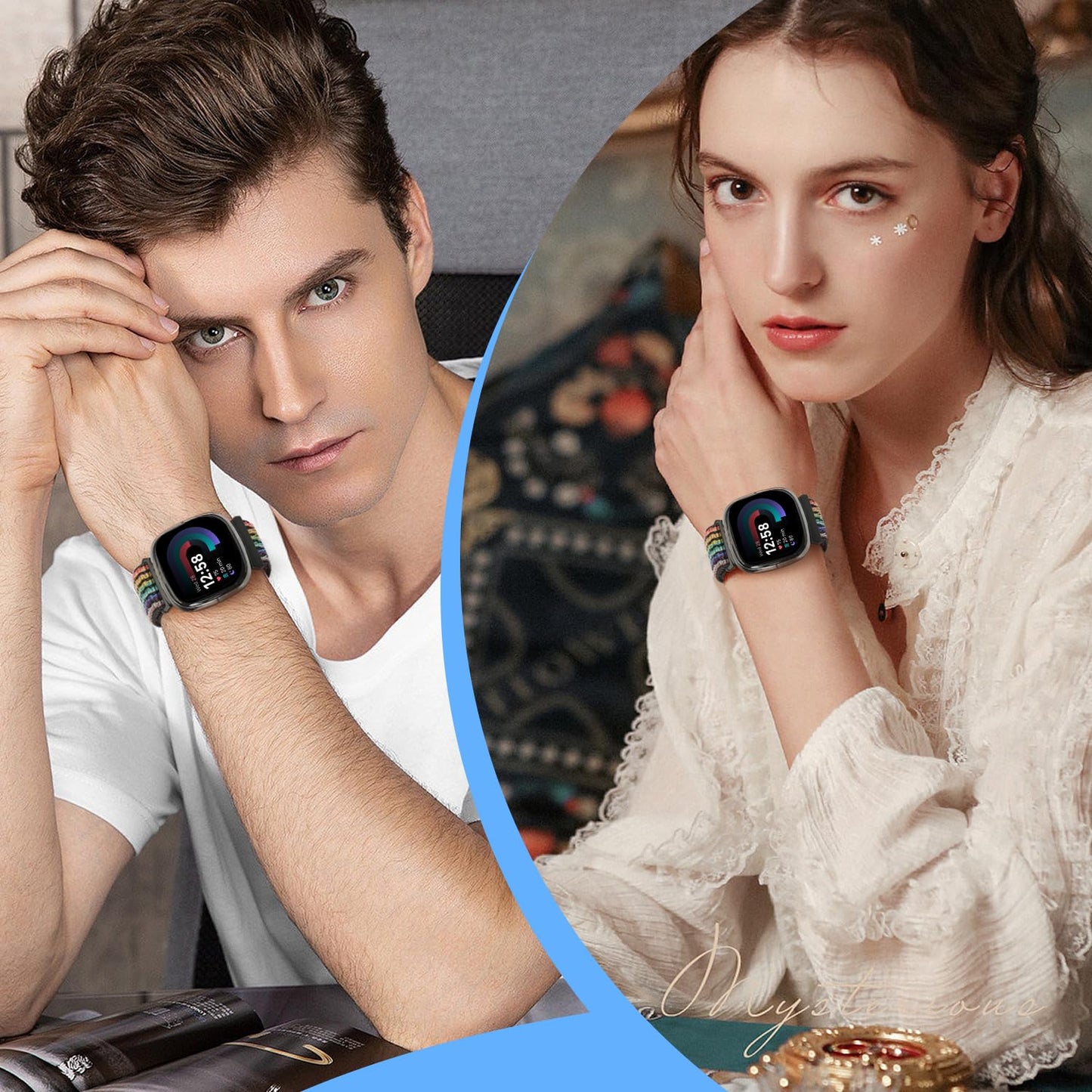 Relting Sport Loop Compatible with Fitbit Versa 4, Sense 2, Versa 3, Sense for Women & Men, Soft Nylon Adjustable Breathable Replacement Wristband