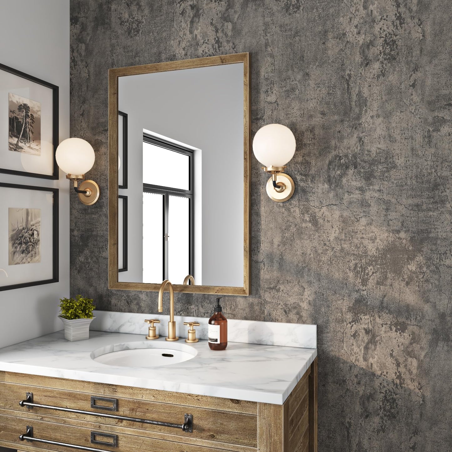 Livelynine Moody Concrete Wallpaper Peel and Stick Industrial Modern Brown Black Limewash Wallpaper Waterproof Dark Aged Cement Wall Mural Removable Cracked Concrete Contact Paper Vinyl 15.8x78.8