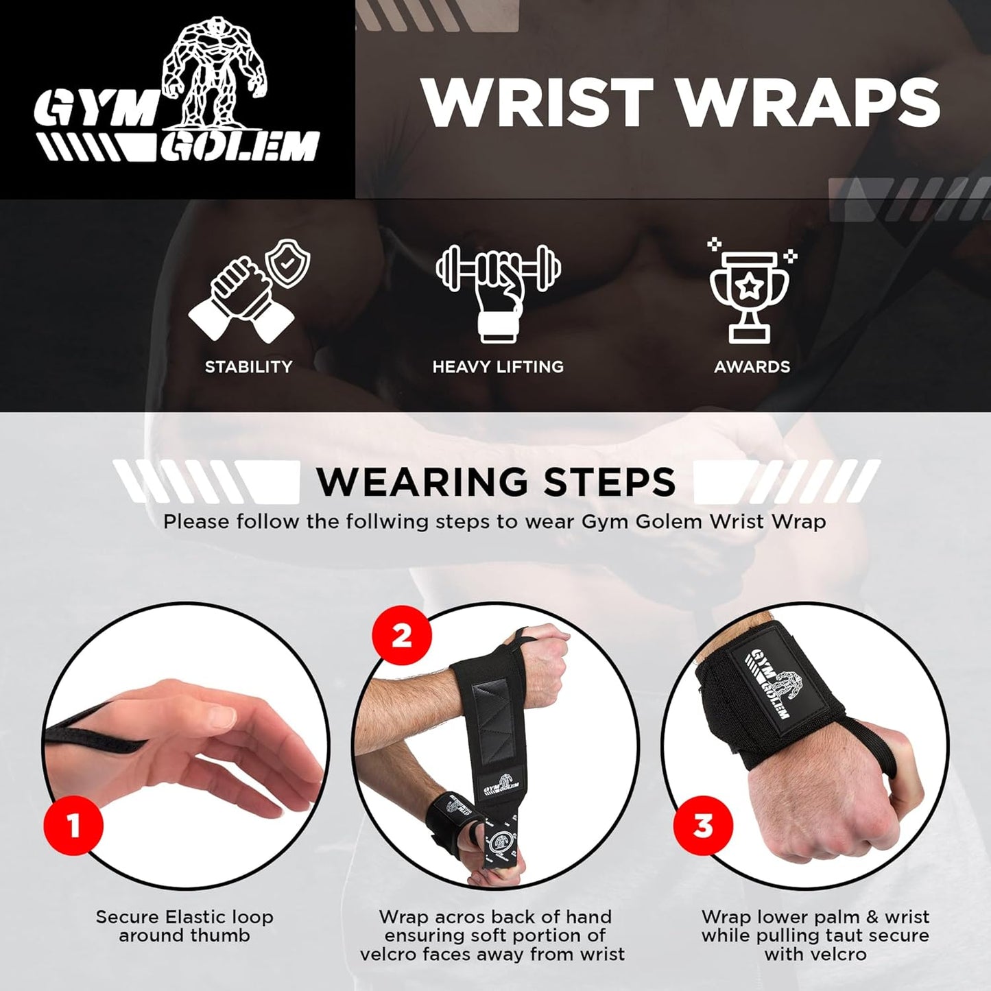 Skiennix Wrist Wraps - 18-Inch Premium Support with Thumb Loop for Powerlifting & Bodybuilding (1 Pair)