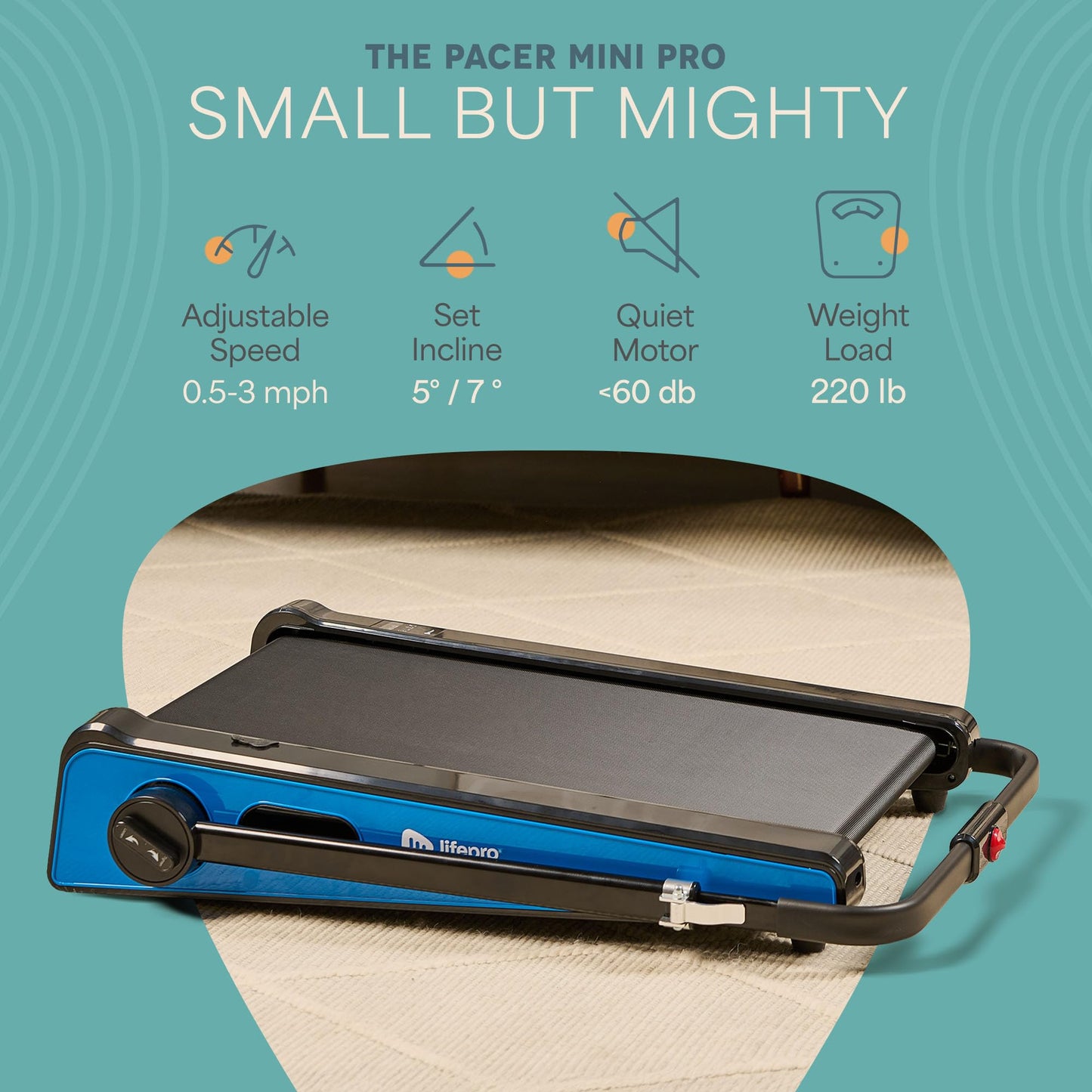 Lifepro Smallest Portable 30in Small Mini Walking Pad Treadmill Installation Free, Adjustable Incline, Under Desk Work Compact Treadmills for Home/Office - Max Load 220Lbs & Speed 3MPH