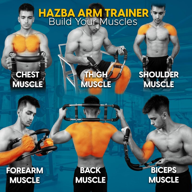 HAZBA Twister Arm Trainer, Adjustable 3 Resistance Levels (20-60 lbs) Chest Workout Equipment, Portable Chest Trainer for Men & Women, Anti-Slip Handles Arm Workout Equipment, Gorilla Bar