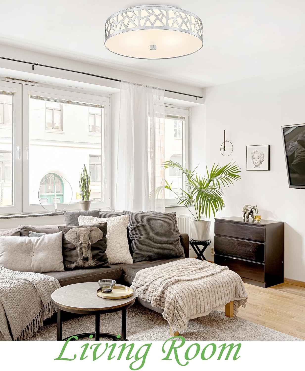 Flush Mount Ceiling Light Fixture 2-Pack - 12-Inch Oil Rubbed Bronze with Frosted Glass Shade for Bedroom, Hallway, Kitchen, Bathroom