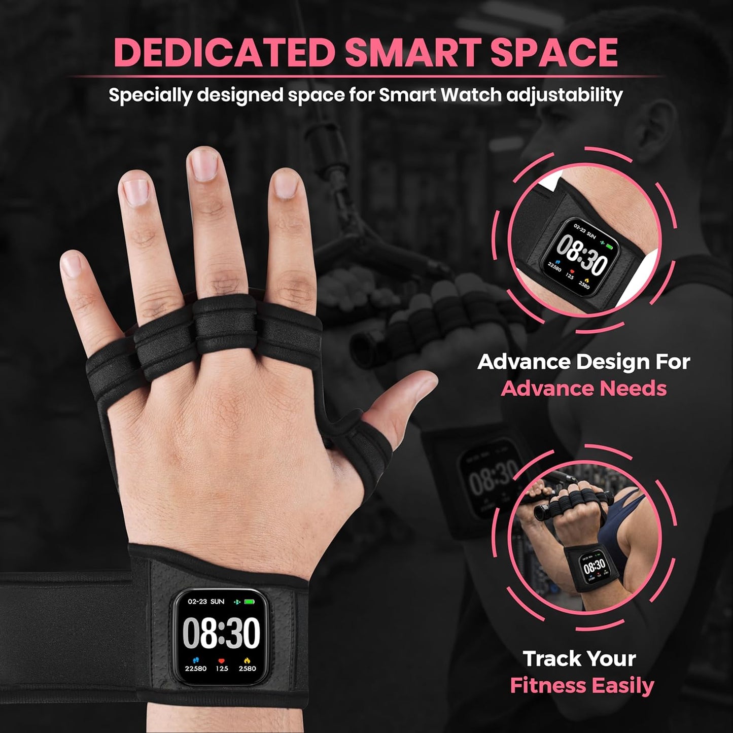 Skiennix Workout Gloves - Smartwatch Compatible Ventilated Gym Gloves with Wrist Support | Breathable Weight Lifting for Fitness & Cycling