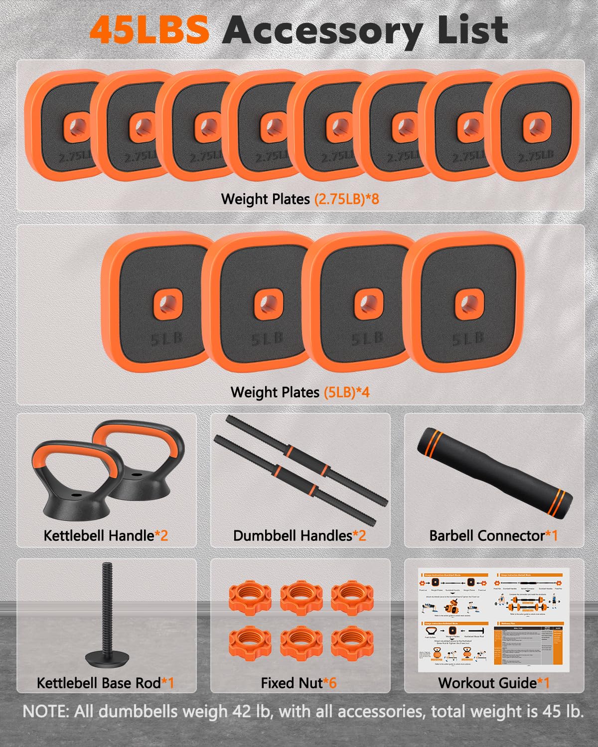 Adjustable Dumbbells Set, 45/65/85 Lbs Free Weight Set with Connector, 4 in 1 Dumbbells Set for Home Gym Workout