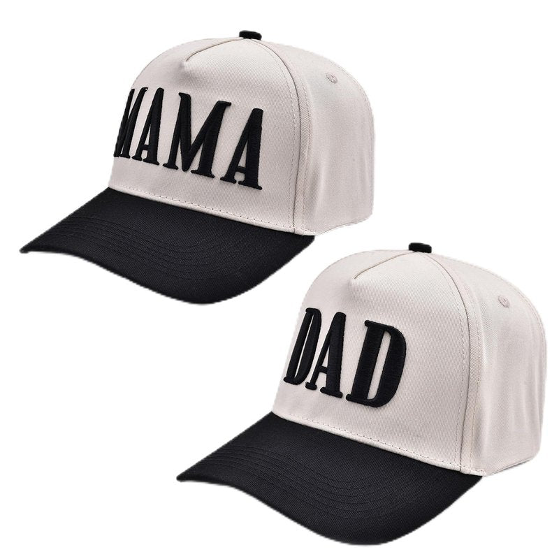 Bofemgt Mom and Dad Hats - 3D Embroidered Adjustable Cotton Baseball Caps Gift for Couples New Parents Black