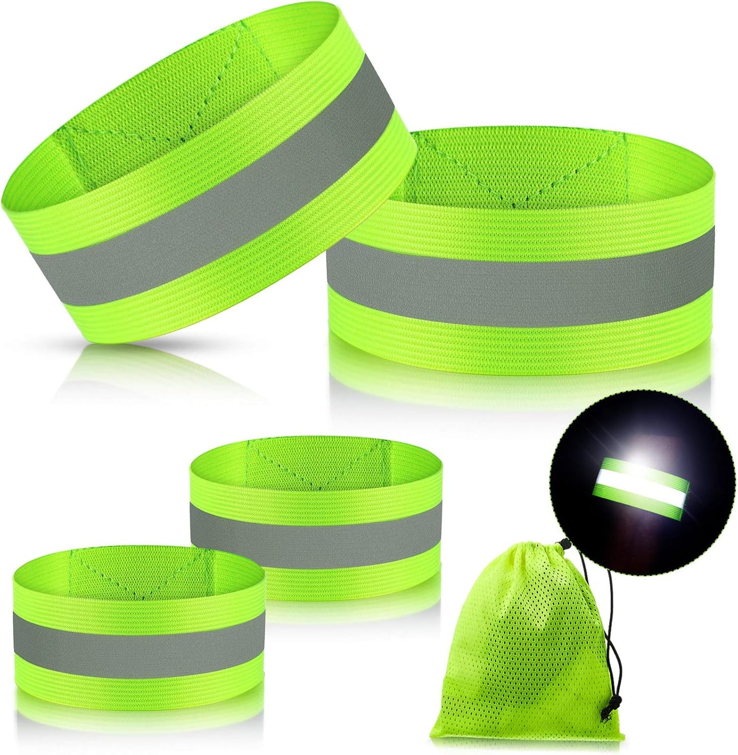 Skylety Reflective Bands - High Visibility Neon Straps for Running, Cycling & Walking | 4 Pieces