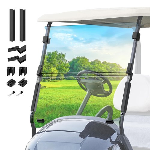 DRIVE UP Club Car Windshield, Golf Cart Windshield Compatible with Club Car 2004-Up Precedent, Onward, Tempo Gas and Electric Golf Carts, Clear Foldable Windshield Impact Resistant and UV Protection