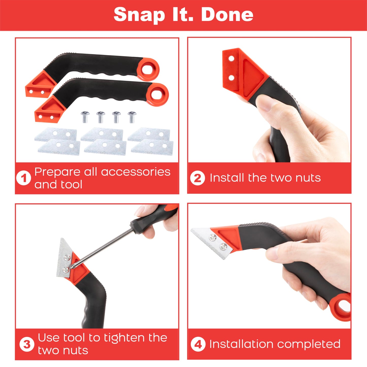 Grout Removal Tool Kit - 2 Scrapers, 6 Blades & 2 Cleaning Brushes for Tile Grout Cleaning, Grout Scraper Tool for Bathroom, Kitchen, Floor Tiles - Durable & Easy to Use