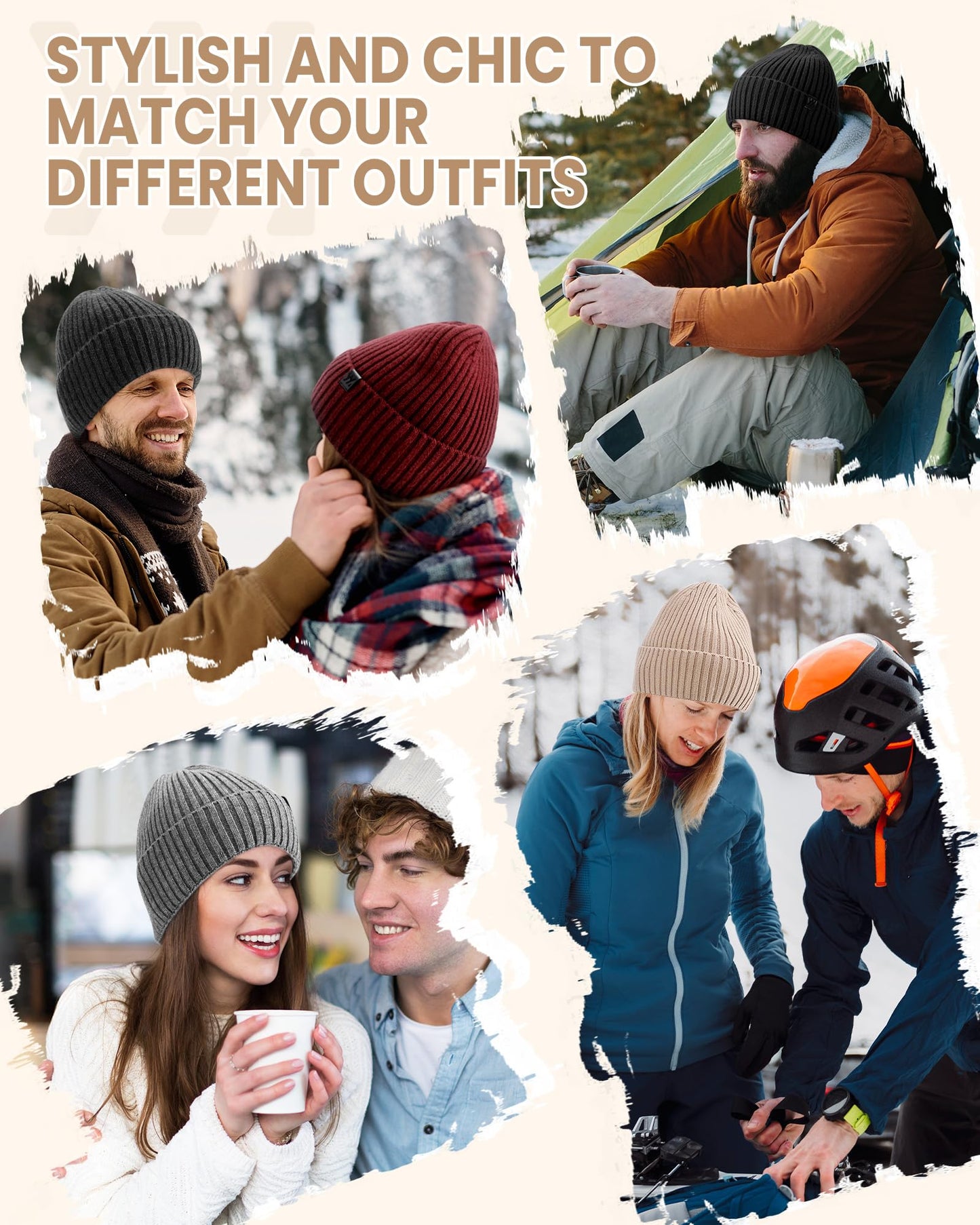 YANIKY Winter Beanie Hat for Men & Women, Fleece Lined Thermal Knit Hat Ski Beanie Skull Cap Cuffed Cap for Cold Weather Black