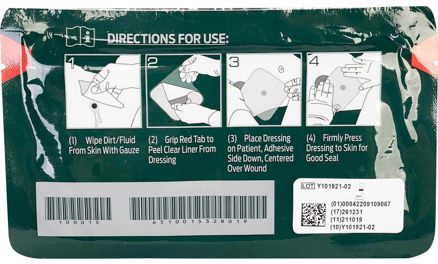 North American Rescue HyFin Chest Seal Occlusive (Single Pack) NAR Individual Compact Dressing for Open Chest Wounds, Trauma (10-0015)