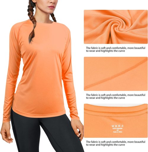 Isnowood Women's Sun Protection Long Sleeve Shirt - UPF 50+ UV Rash Guard for Outdoor Activities