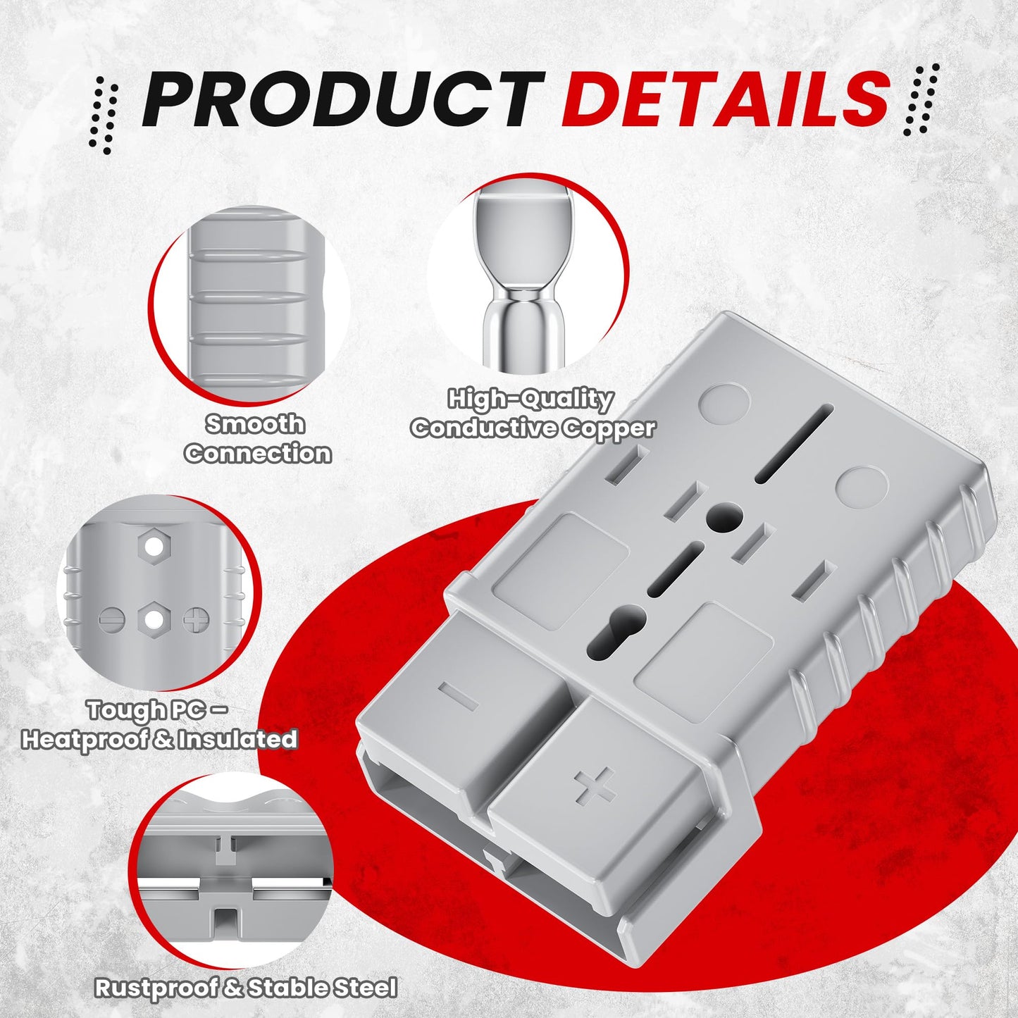 DMTVAL 120A Quick Connect Battery Connector Kit, Genderless Plug for 4 AWG Wire, 2 Pack Red Housing, Suitable for Car, Trailer, Winch, Forklift, Trolling Motor