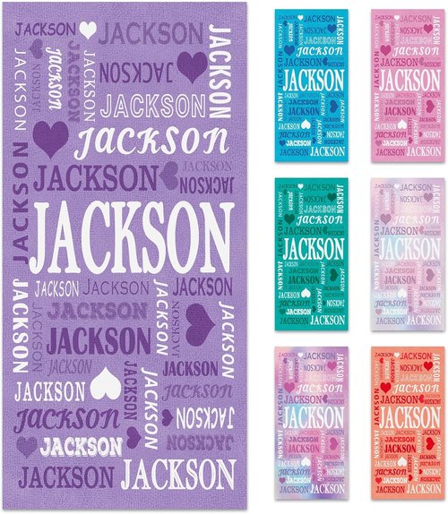Jecivila Personalized Beach Towels for Kids - Quick Dry Microfiber, Custom Name, Large Size for Pool & Travel