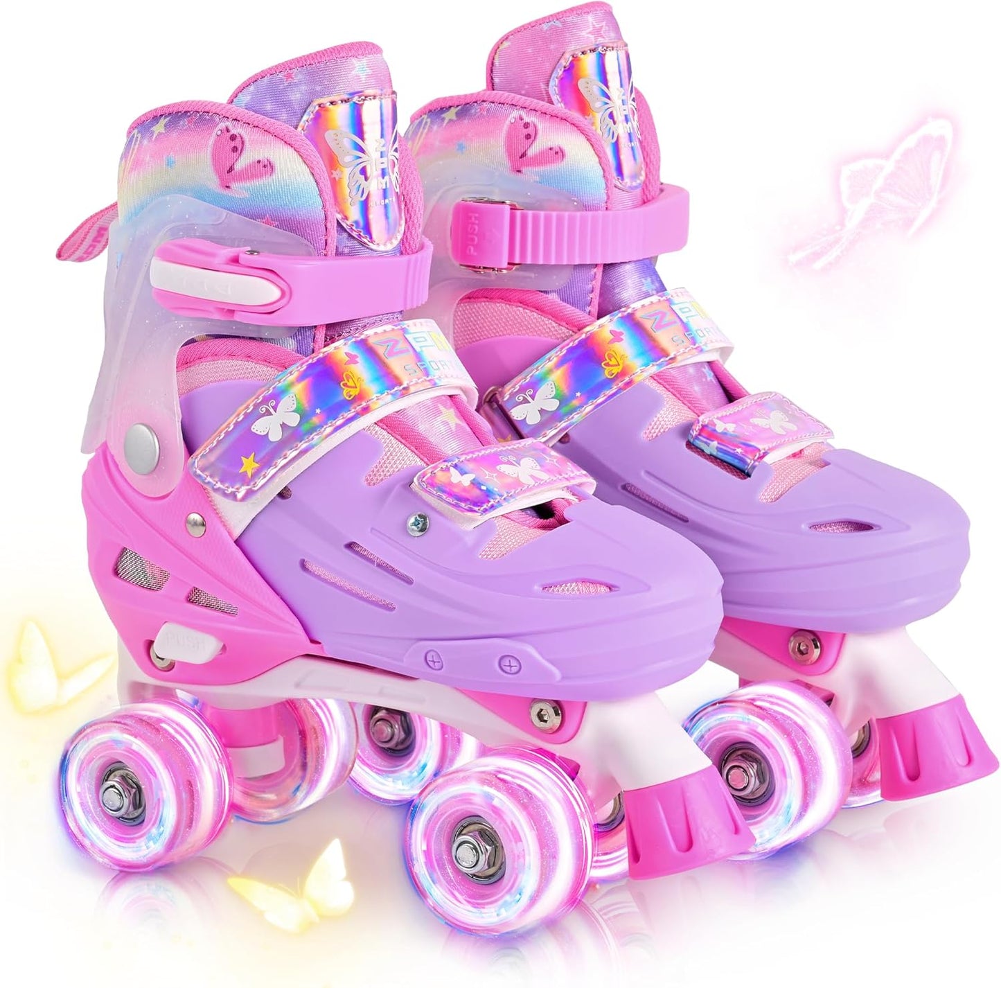 2PM SPORTS Roller Skates - Adjustable Light-Up Wheels for Kids Ages 4-12 | Sizes 10C-6