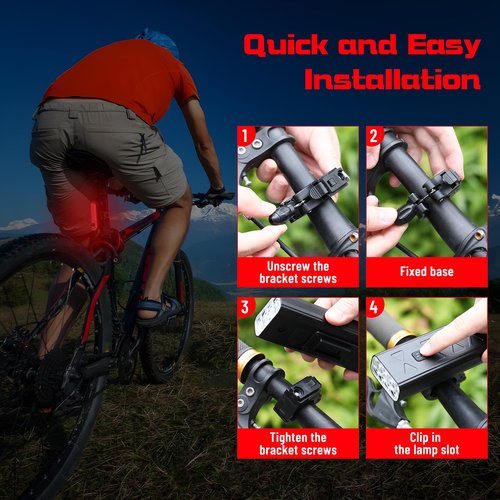 Suruid Bright Bike Light Set, Bicycle Front Headlight and Back Taillight, 8 LED 1000 Lumen USB Rechargeable Bicycle Headlight, 5 Light Modes Front Light and 4 Modes Taillight