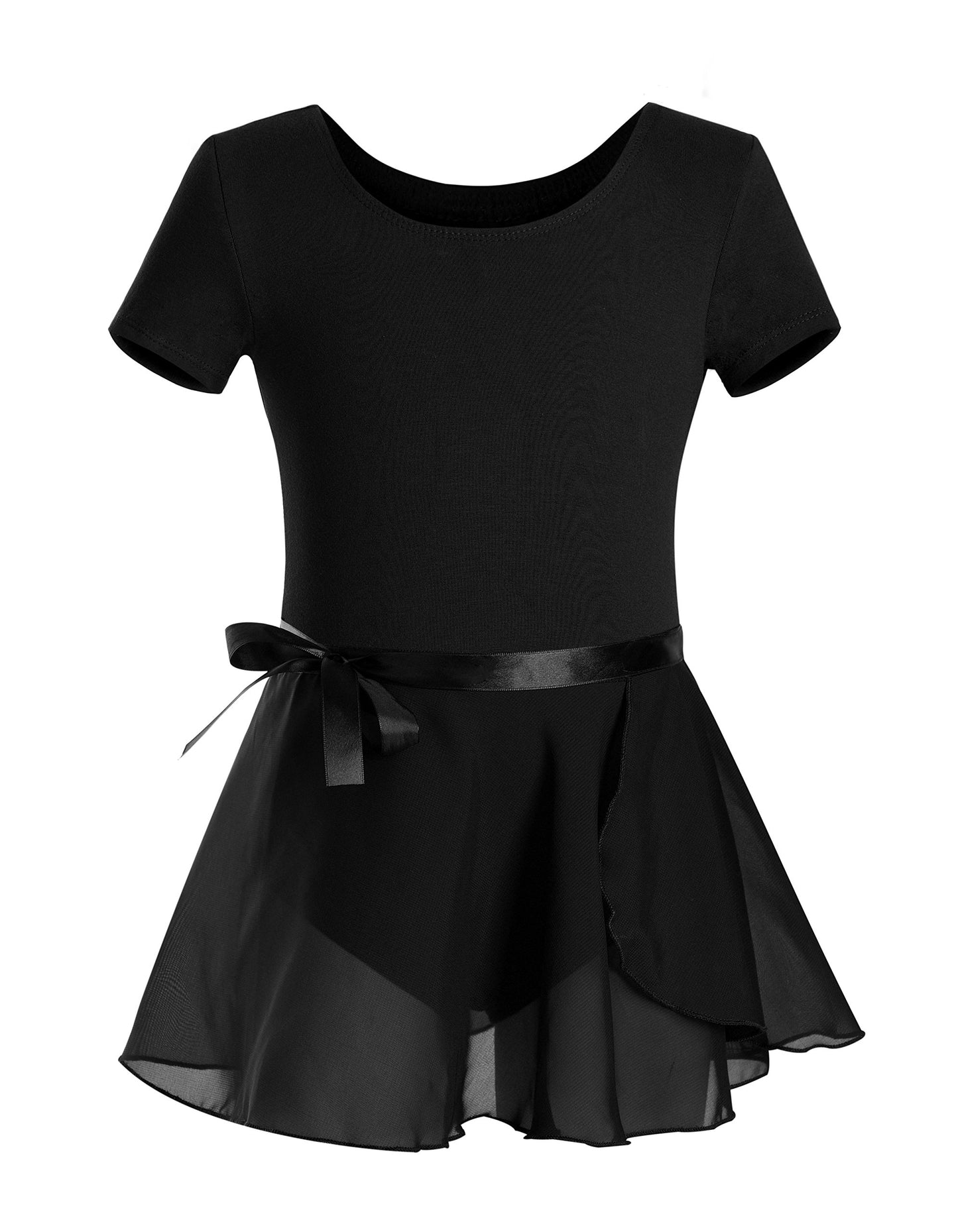 DANSHOW Girls Ruffle Sleeve Ballet Leotard with Shiny Dance Skirt(30272-06P-M)
