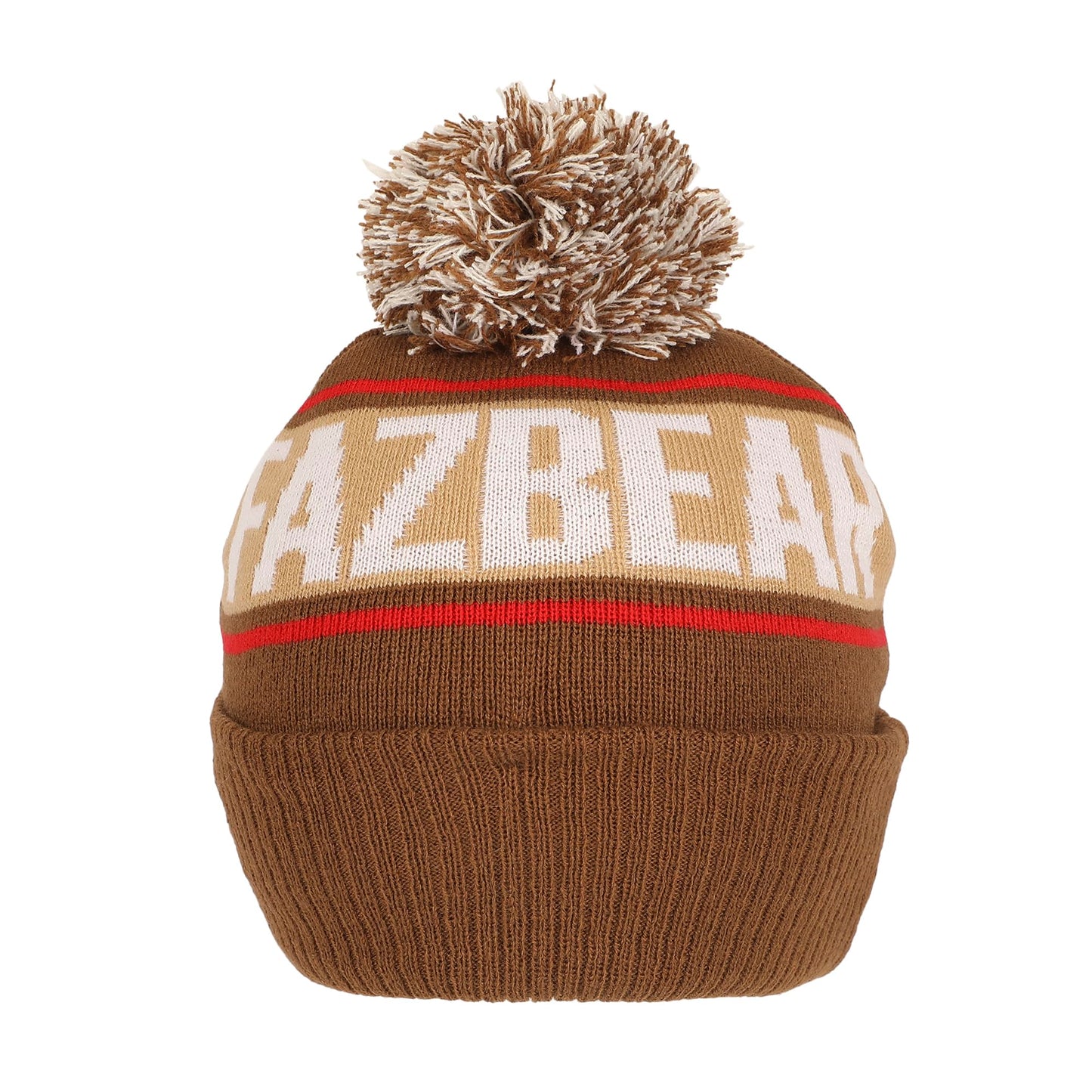 Five Nights At Freddy's Freddy Fazbear Fuzzy Jaquard and Freddy Embroidery Knit Cuff Beanie with Pom Cuff Beanie