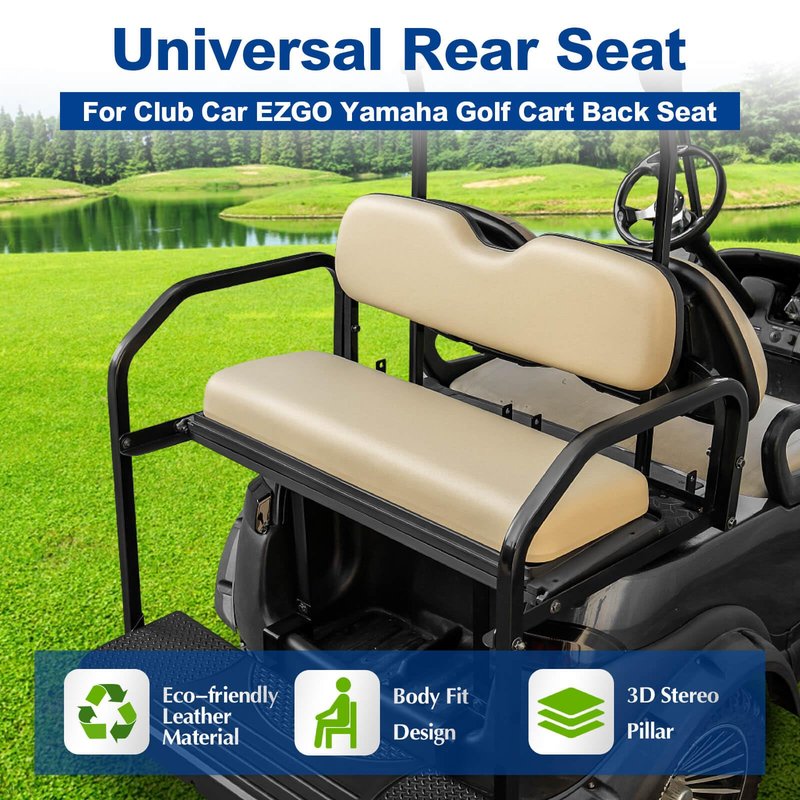 WEKANI Universal Golf Cart Replacement Rear Seat for EZGO/Club Car/Yamaha Golf Cart Seats, Including Seat Cushion and Backrest Pad,Fit Flip Rear Seats,Buff