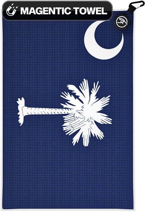 Fore Supply Golf Towel with Magnet - Premium Absorbent Microfiber Towel with Clip - 24"x16" - for Cart, Club or Bag - Golf Rag, Accessories & Golfing Gear - Waffle Weave Pattern (South Carolina)