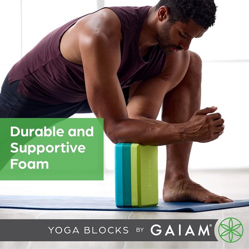 Gaiam Yoga Block - Supportive Latex-Free EVA Foam - Soft Non-Slip Surface & Beveled Edges