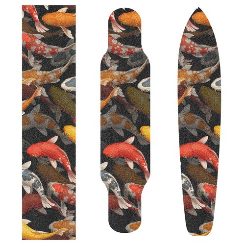 Kigai 3D Koi Fish Skateboard Grip Tape Deck Sandpaper for Rollerboard 10" x 44"