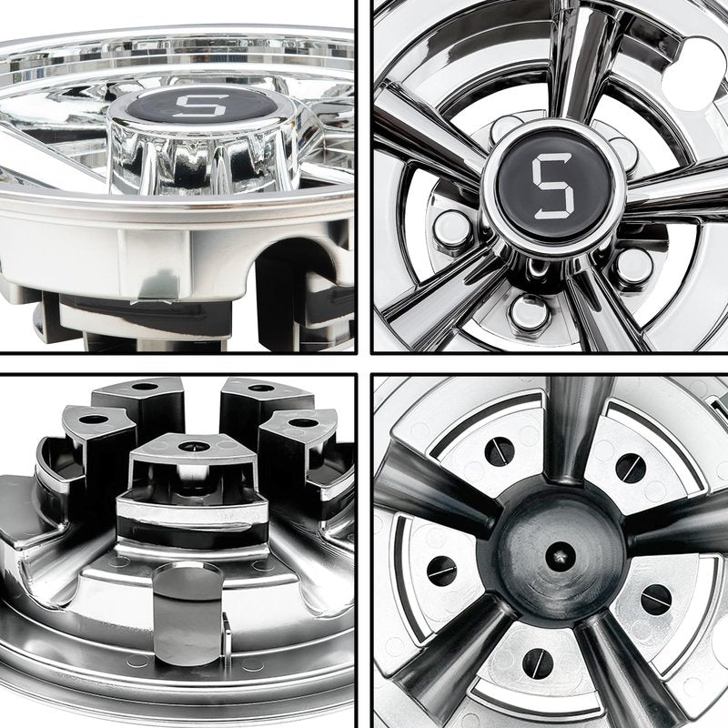 Shu-Ran 8 Inch Golf Cart Wheel Cover Hub Caps, Universal Chrome Golf Cart Hub Caps Snap-on Installation for Most Golf Carts Yamaha, Club Car, EZGO (Set of 4)