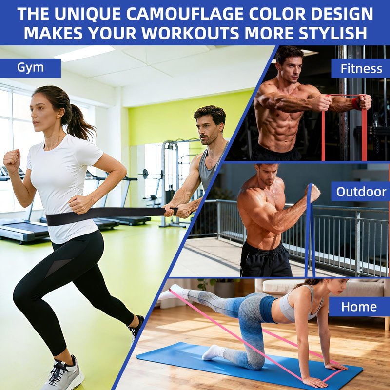 Zhazhashi Resistance Bands for Physical Therapy, 4 Levels (11-220 LBS), 81.9 in Circ, Storage Bag & Box, Natural Rubber for Home Fitness Training, Strength Building & Daily Workouts